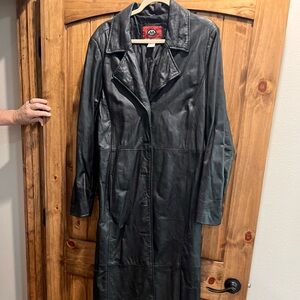 Ladies long leather coat
